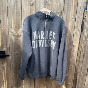 Harley-Davidson Charcoal Quarter-Zip Sweatshirt Size Medium